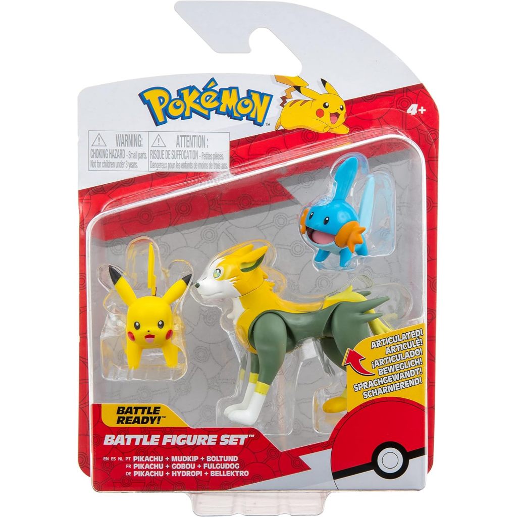 Pokemon Pikachu Mudkip Boltund Battle Feature 3 รูปชุด Action Ready