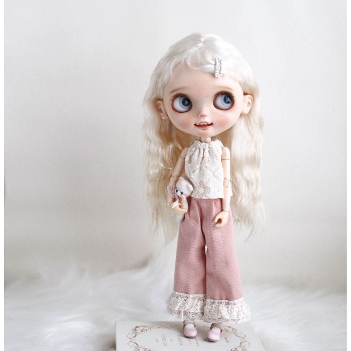 Blythe Baby Clothes OB24 azone 19 Joint Doll Clothes กางเกงสีชมพู ชุดเสื้อผ้าสีขาว