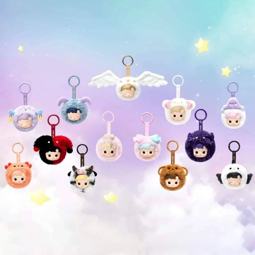 พร้อมส่ง Pop Mart HACIPUPU พวงกุญแจ Constellation Series vinyl plush pendant กล่องสุ่ม