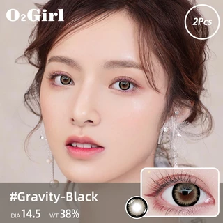 O2girl (COD) 2 ชิ้น Power(0 ~-8.00) คอนแทคเลนส์สีดําเลนส์ตานุ่มธรรมชาติใช้รายปีเลนส์สีน้ําตาลสีฟ้า 14.2-14.5 มม.