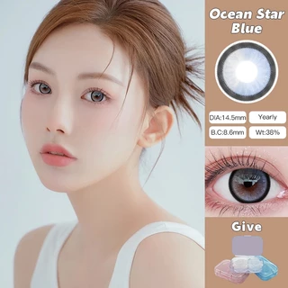 O2girl (COD) 2 ชิ้น Power(0 ~-8.00) คอนแทคเลนส์สีดําเลนส์ตานุ่มธรรมชาติใช้รายปีเลนส์สีน้ําตาลสีฟ้า 14.2-14.5 มม.