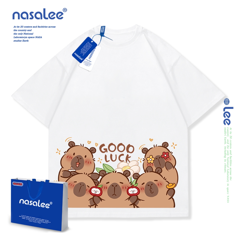NASA เสื้อยืดแขนสั้นเด็ก ลายการ์ตูน ผ้าคอตตอน นุ่มสบาย ใส่สบาย เหมาะสำหรับเด็กผู้ชายและเด็กผู้หญิง