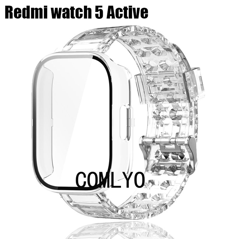 สําหรับ Redmi Watch 5 Active Case Strap Smart Watch ป้องกันกันชน TPU Softs Clear Band ผู้หญิงผู้ชายเข็มขัดป้องกันหน้าจอฟิล์ม