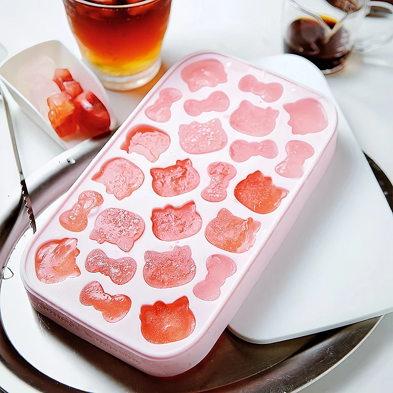 Hello Kitty Sanrio Ice Cube แม่พิมพ์ซิลิโคนเกรดอาหารพร้อมฝาปิดกล่องน้ําแข็งแม่พิมพ์เค้กเบเกอรี่เครื่องมือในครัวเรือนน่ารัก Kitche ของขวัญ