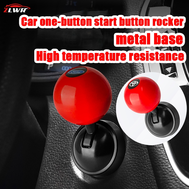 ZLWR ใหม่ Tie Rod One-touch ปุ่มเริ่มต้น Rocker โลหะ Ball Starter ฝาครอบสติกเกอร์ตกแต่ง อุปกรณ์ตกแต่งภายในรถยนต์ทั่วไป