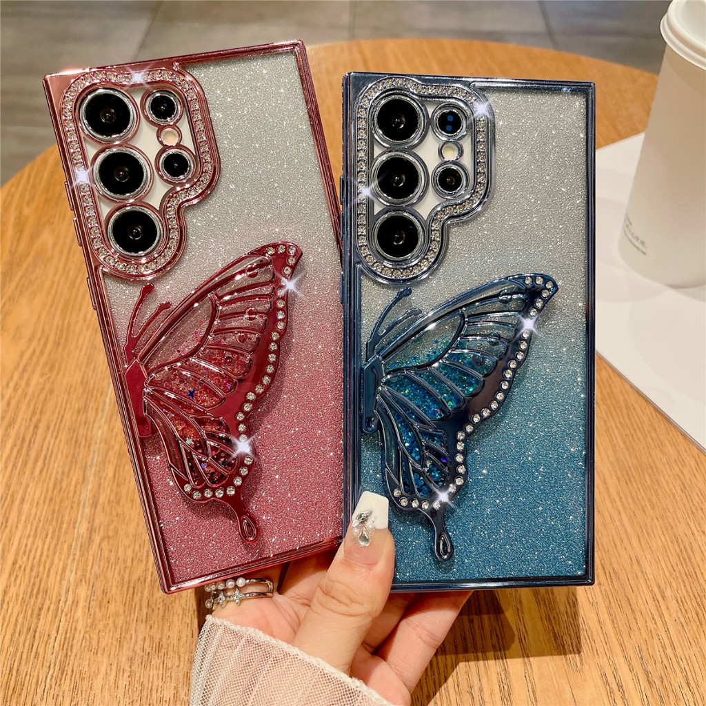 แวววาว สวยงาม ผีเสื้อ เคส Samsung Galaxy S24 Ultra S24 Plus S24 S23 Ultra S23 Plus S23 S22Ultra S22Plus S22 A14 A15 A23 A25 A35 A55 A53 A54 A34 A73 5G Case เคสโทรศัพท์ใหม่ TPU ป้องกันการตก เคสมือถือซัมซุง