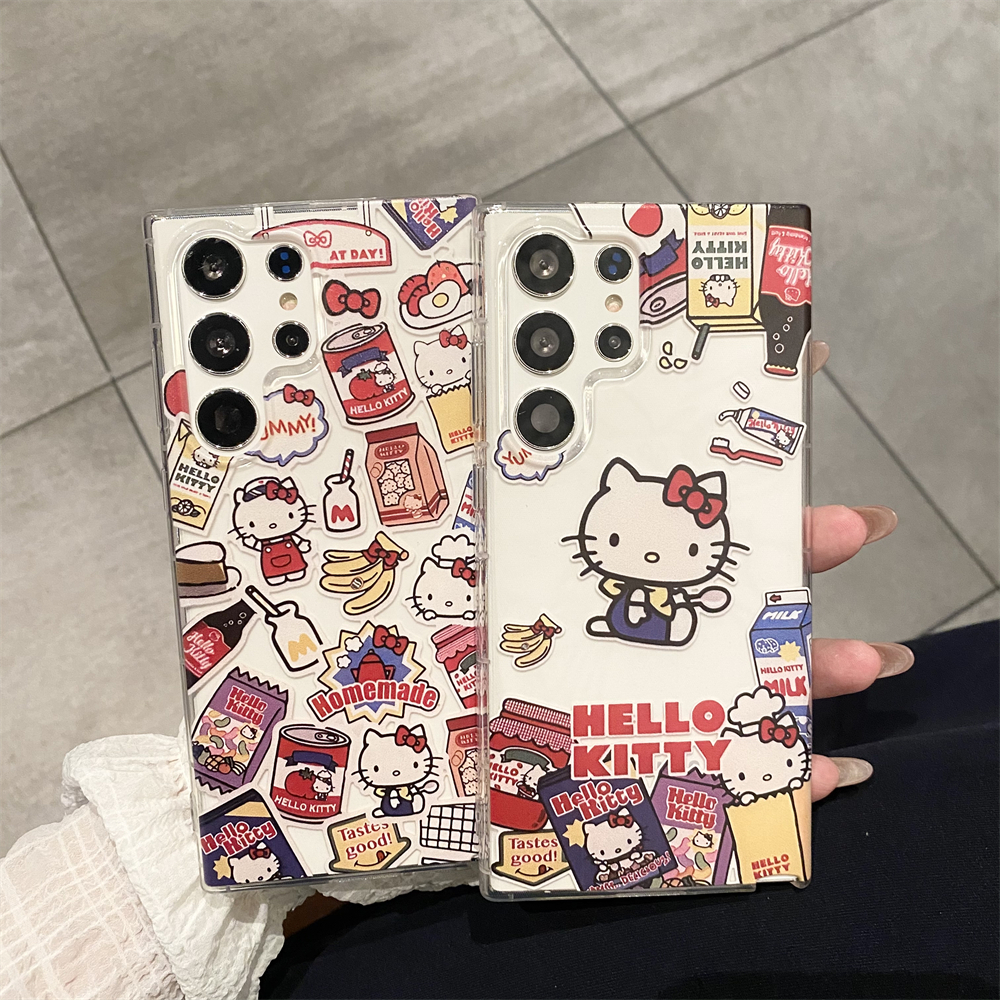 อาหารว่าง มันฝรั่งทอด โคล่า hello kitty เคส Samsung Galaxy S25 S24 S22 S23 Ultra S23 S24FE S20 S21 Ultra S22 S24 Plus + FE Note20 Ultra Note10 Plus Note10Lite A16 A06 A55 A54 A53 A52 A35 A34 A33 โปร่งใส ซิลิกาเจล นุ่นุ่ม Case