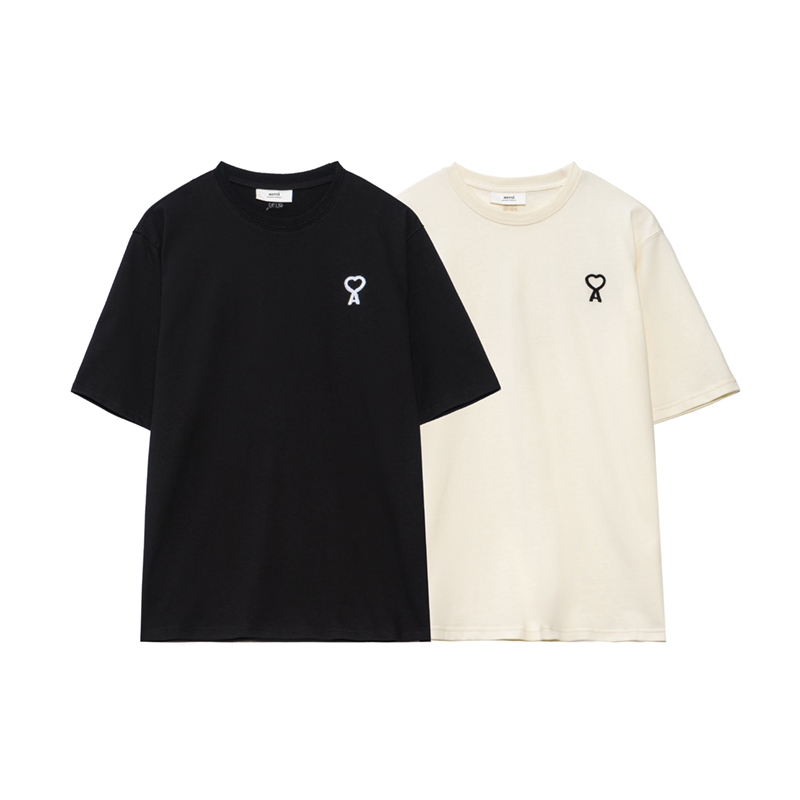 สต็อกพร้อม ใหม่ปักรักหลวมรอบคอแขนสั้นผู้ชายและผู้หญิงแฟชั่นเสื้อยืดผ้าฝ้ายอเนกประสงค์