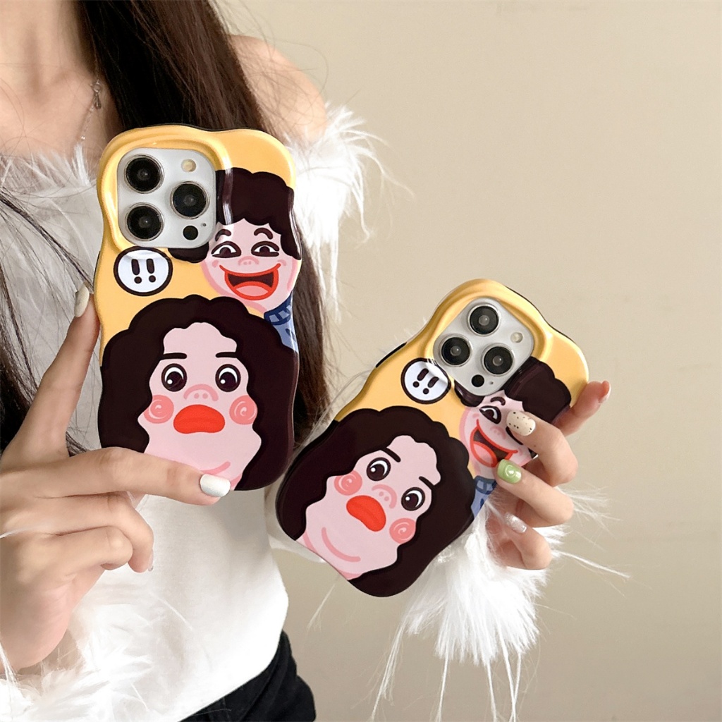 คลื่นการแสดงออกชายและหญิงตลกเคส IPhone สําหรับ IPhone 16 ProMax 15ProMax 15Plus 13 12 11 14 กรณี