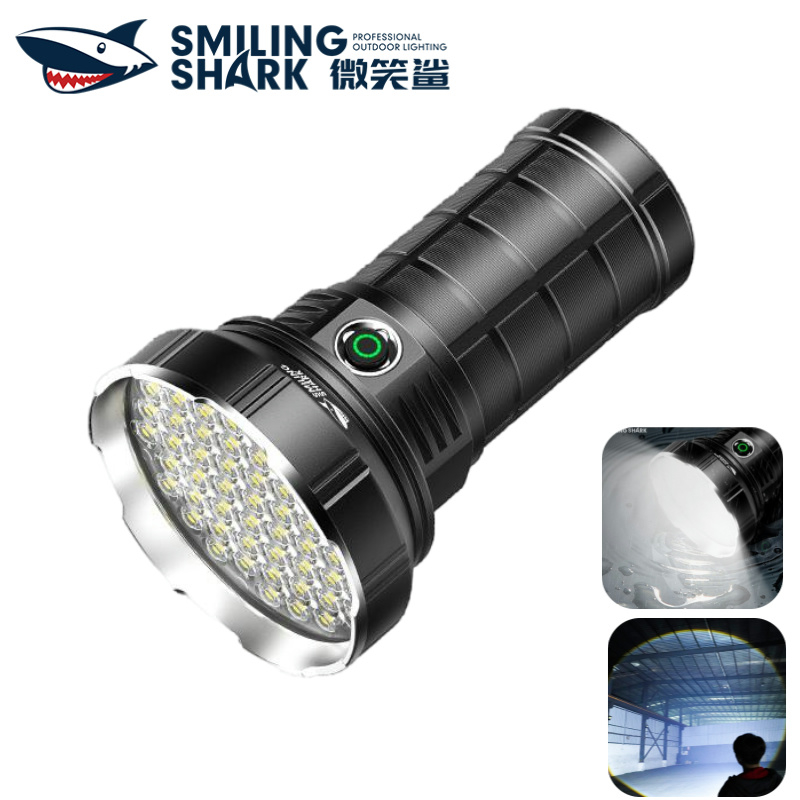 Smiling Shark SD5237 Super Bright ไฟฉาย Led * 55 ไฟฉายที่มีประสิทธิภาพ 10000LM Long Shot Spotlight ประเภท C ชาร์จไฟฉายยุทธวิธีกันน้ํากลางแจ้ง Camping