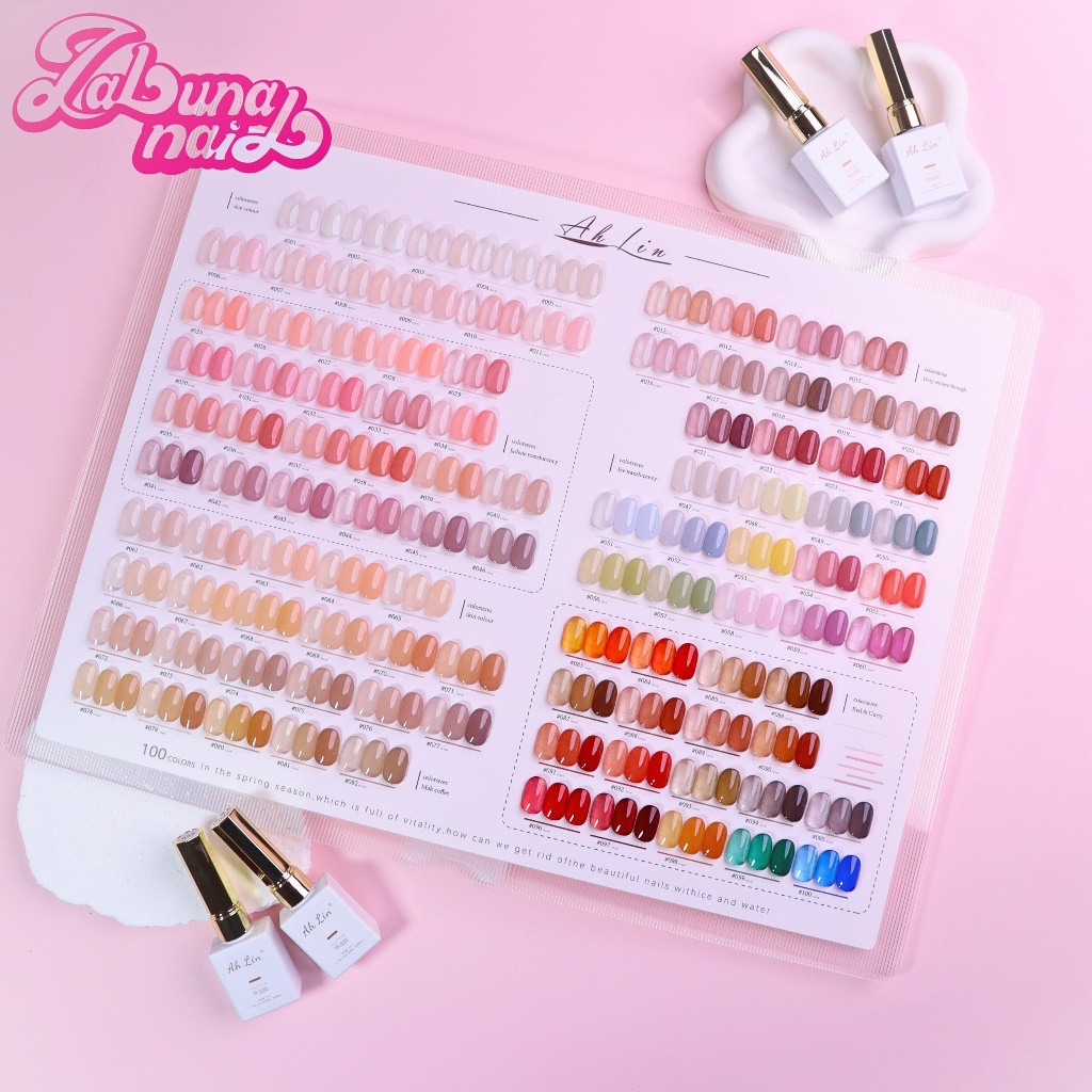 【พร้อมส่ง】AhLin 100 สี ชุดยาทาเล็บเจล ยาทาเล็บเจลสีใส ยาทาเล็บสีนู้ด 15ml/ขวด การ์ดสีฟรี