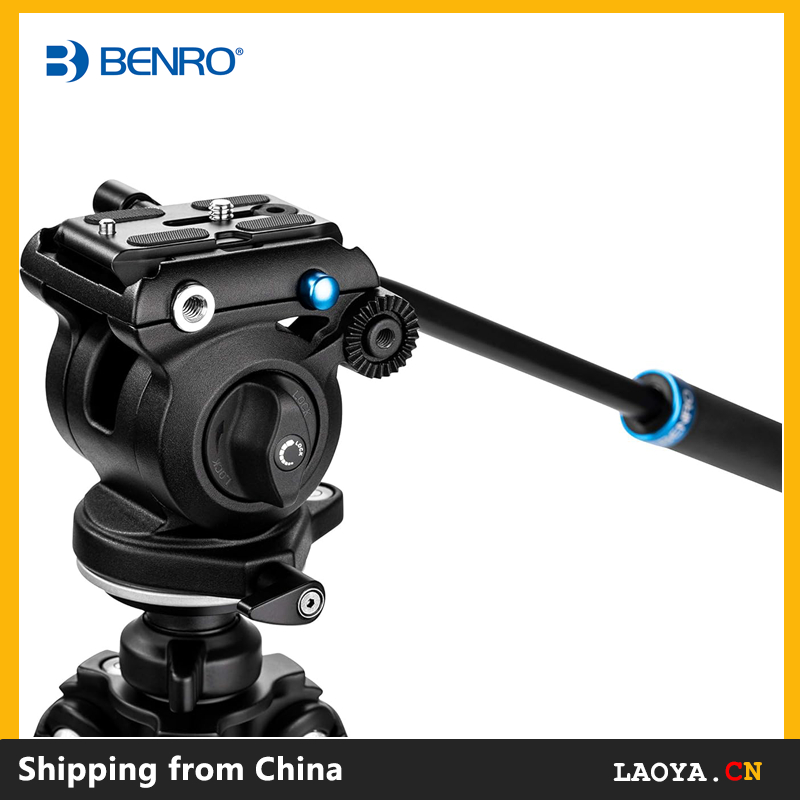 Benro S2N / S2 PRO Flat Base Fluid Video Head, 5.5 lb Max, 1/4"-20 Accessory Mounts, 3/8"-16 Head Mo