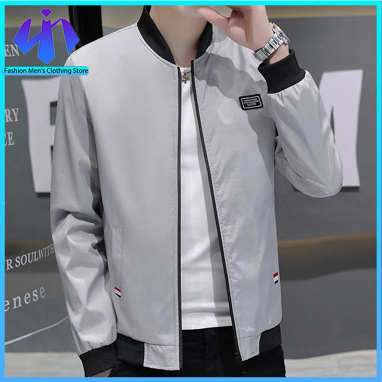 (THสปอต )เสื้อโค้ทผู้ชายสไตล์เกาหลี แจ็คเก็ต Slim Fit ใหม่เบสบอลเยาวชนชุดลำลอง