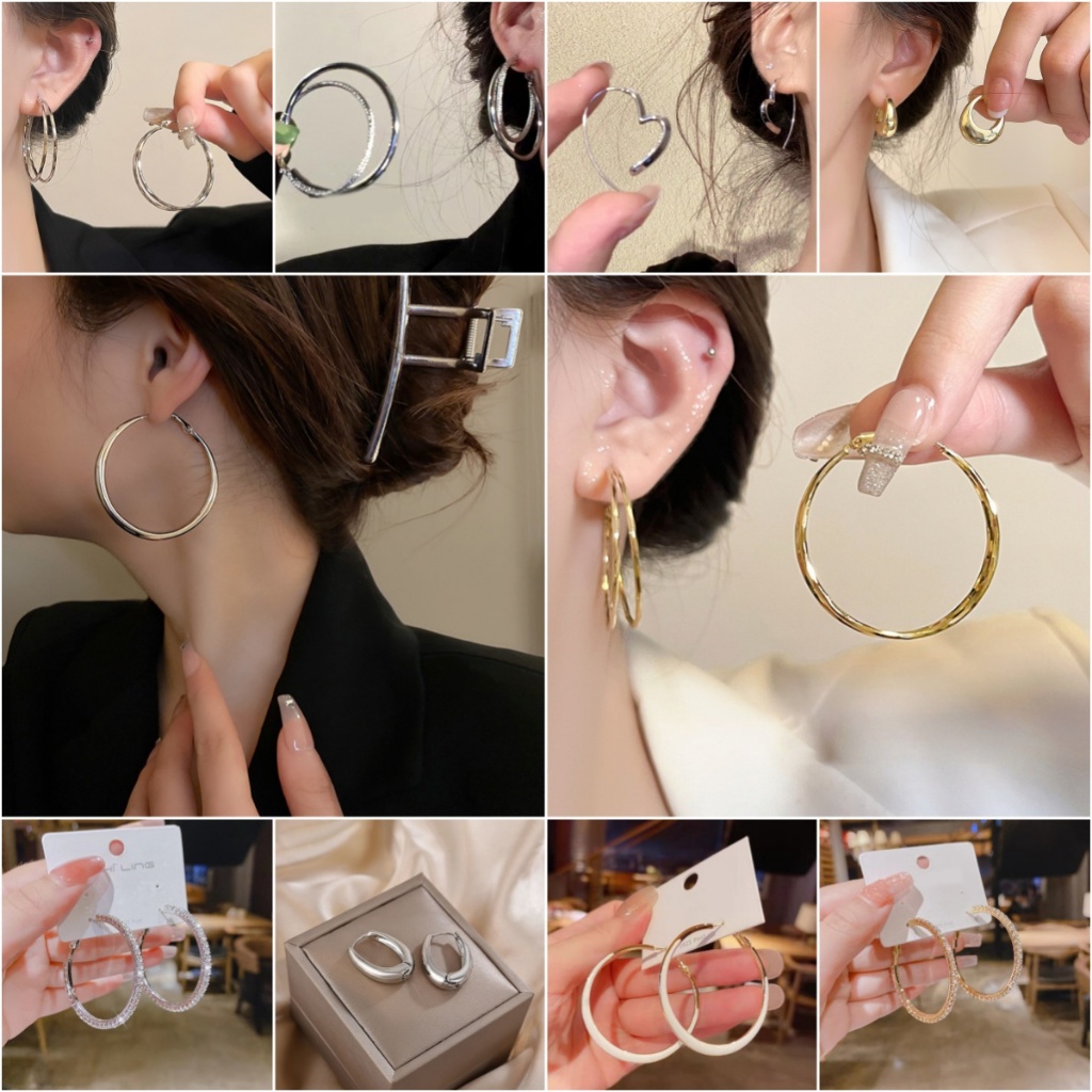 [ซื้อสูง] 1 คู่คลาสสิกเรขาคณิตที่เรียบง่ายรอบต่างหูห่วงใหญ่สําหรับผู้หญิงอินเทรนด์ที่เรียบง่ายโอ้อวดต่างหูกลมใหญ่อุปกรณ์เสริมหุ้นใ