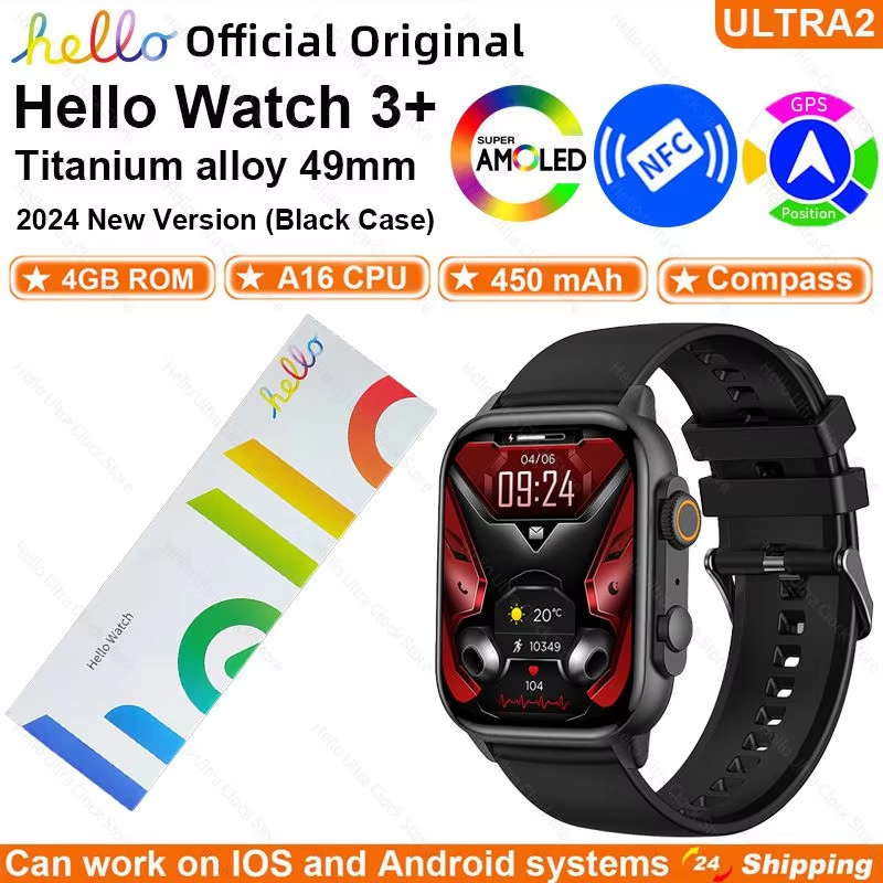 Smartwatch 2024 ใหม่อย่างเป็นทางการ Original Hello นาฬิกา 3 Plus 49 มม. ULTRA AMOLED 4G ROM NFC GPT 