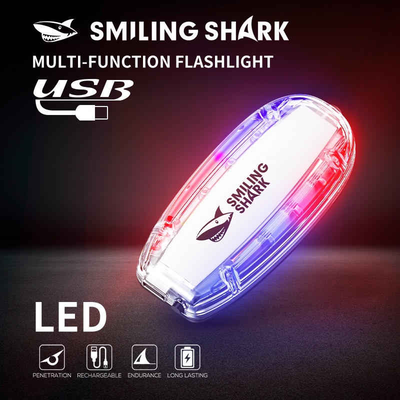 Smilingshark JD010 ไฟฉาย ไฟไหล่ ไฟเตือนสีแดงและสีน้ำเงิน ไฟฉุกเฉิน ไฟหนีบไหล่ 4 โหมด Type-C ชาร์จใหม่ได้ ไฟแสดงสถานะสัญญาณ สำหรับงานกลางคืน