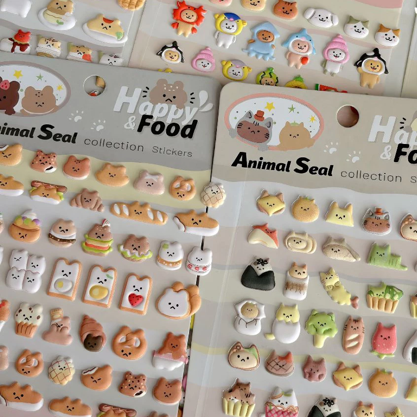 โอยา | 3d 3D mini Animal Stickers happy food Series