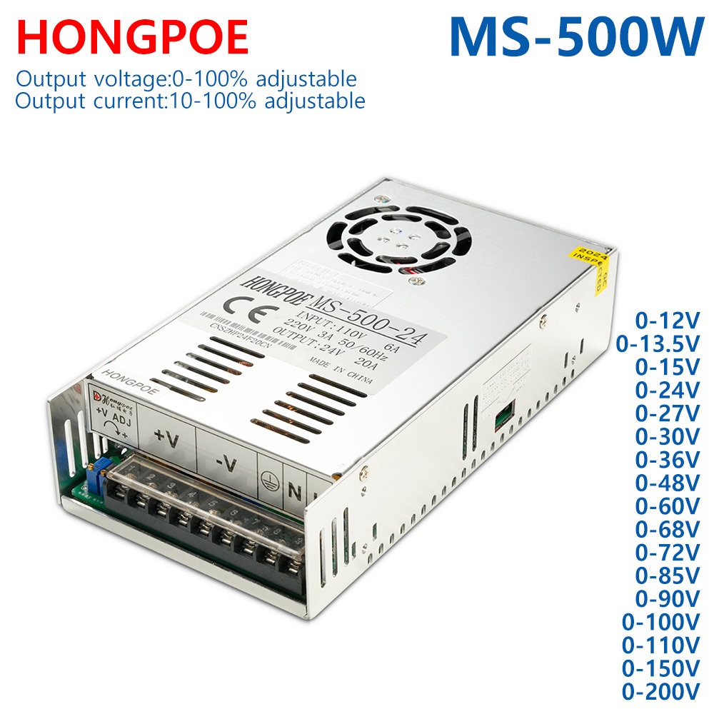 ปรับ 500W 600W 1000W 1500W 0-12V 15V 24V 36V 48V 60V 72V 85V 90V 110V 150V 200V 110/220V Ac To Dc Smps LED