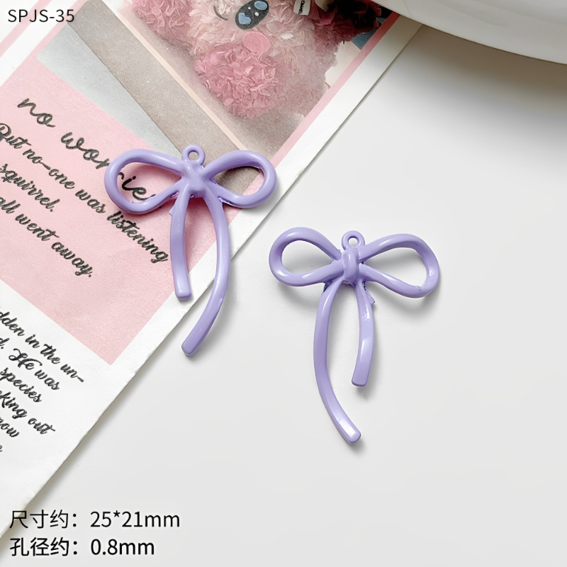 2ชิ้นน่ารักที่มีสีสันลูกอมชุดริบบิ้นโบว์โลหะผสมจี้แฮนด์เมดทําเองเครื่องประดับสร้อยข้อมือสร้อยคออุปกรณ์เสริม - รูปที่ 5