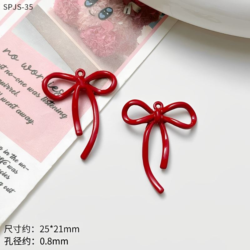 2ชิ้นน่ารักที่มีสีสันลูกอมชุดริบบิ้นโบว์โลหะผสมจี้แฮนด์เมดทําเองเครื่องประดับสร้อยข้อมือสร้อยคออุปกรณ์เสริม - รูปที่ 6