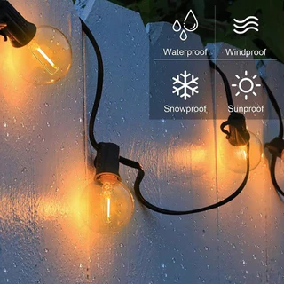Powdeom G40 LED พลังงานแสงอาทิตย์ String ไฟกันน้ํากลางแจ้ง Patio Globe String ไฟ Bistro Yard Party สวนตกแต่งคริสต์มาส fairy ไฟ 7 M/10 M/15 M