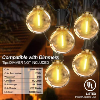 Powdeom G40 LED พลังงานแสงอาทิตย์ String ไฟกันน้ํากลางแจ้ง Patio Globe String ไฟ Bistro Yard Party สวนตกแต่งคริสต์มาส fairy ไฟ 7 M/10 M/15 M