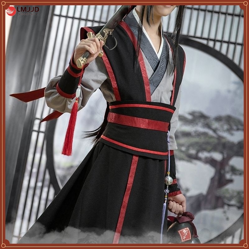 ในสต็อก เด็กและวัยรุ่น Wei Wuxian Cos เครื่องแต่งกายสไตล์เดียวกัน Hanfu Tianzi หัวเราะ Magic Road ชุดเต็มของบรรพบุรุษคอสเพลย์เสื้อผ้า
