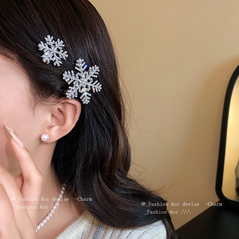 กิ๊บติดผมประดับรูปเกล็ดหิมะดีไซน์มีสไตล์ สำหรับการใช้งานประจำวัน
