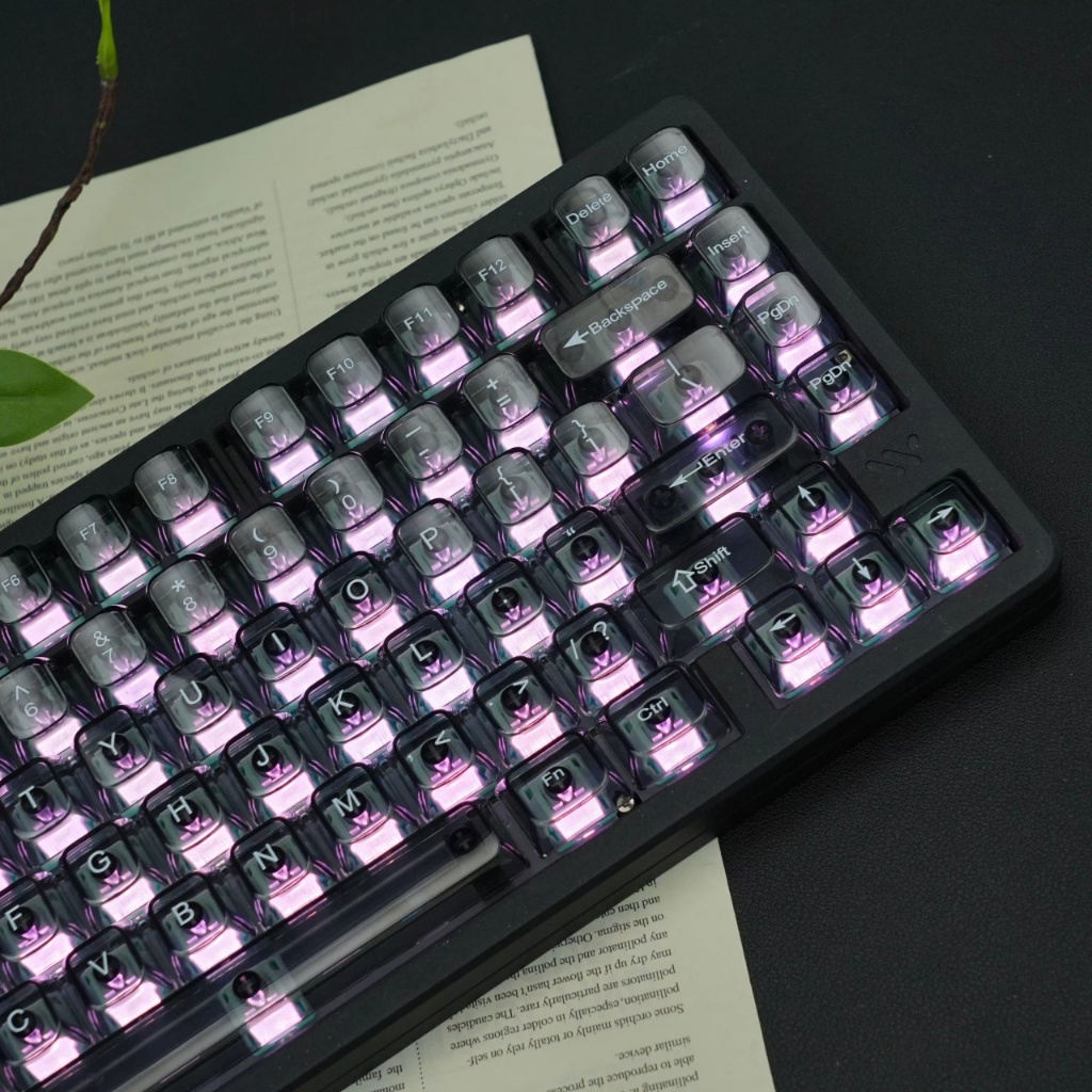 Womier โปร่งใส RGB Keycaps 114 คีย์ Shine ผ่านคริสตัล PBT Custom Key Caps ชุด