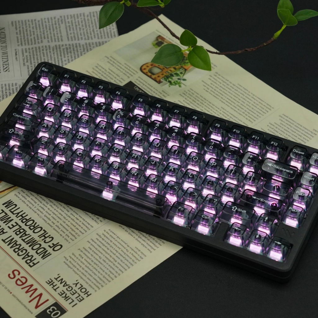 Womier โปร่งใส RGB Keycaps 114 คีย์ Shine ผ่านคริสตัล PBT Custom Key Caps ชุด