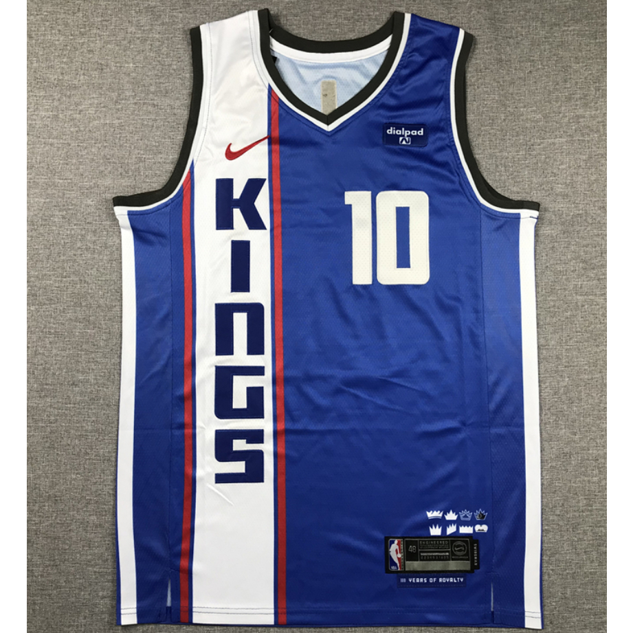 2024 mens Sacrmento Kings ใหม่ #10 เสื้อบาสเก็ตบอลปักกีฬา Domantas Sabonis สีฟ้าเมือง