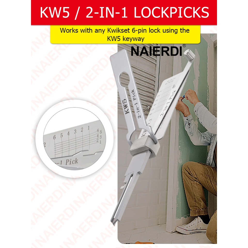 Naierdi 2-in-1 Lock Pick ซ่อมบํารุงรักษาชุดเครื่องมือถอดรหัสปลดล็อคเครื่องมือช่างกุญแจชุดเครื่องมือ 