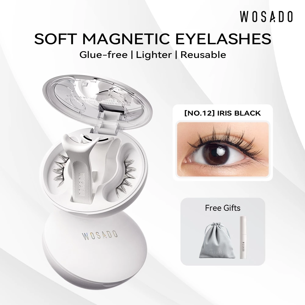 Wosado Reusable Magnetic Lashes ธรรมชาติชุด No.12 IRIS BLACK Professional คุณภาพสูงพรีเมี่ยมปลอดภัย Dupont 3D ขนตาปลอมไม่มีกาว Liner ป่าร้อนเซ็กซี่ดูแต่งหน้า