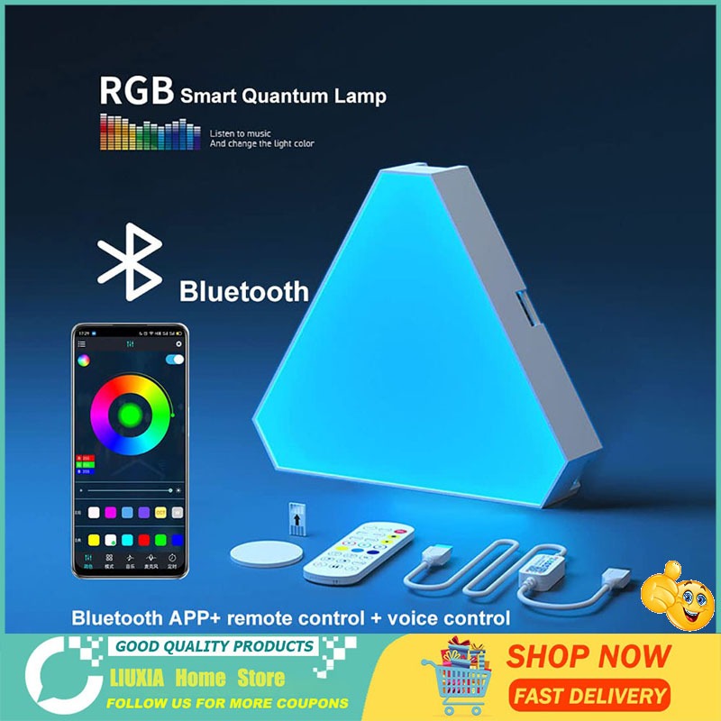 ไฟรังผึ้งสามเหลี่ยม Bluetooth RGB ไฟติดผนัง ไฟบรรยากาศอีสปอร์ต ตกแต่งห้อง ควบคุมด้วยรีโมทคอนโทรลและแอพ