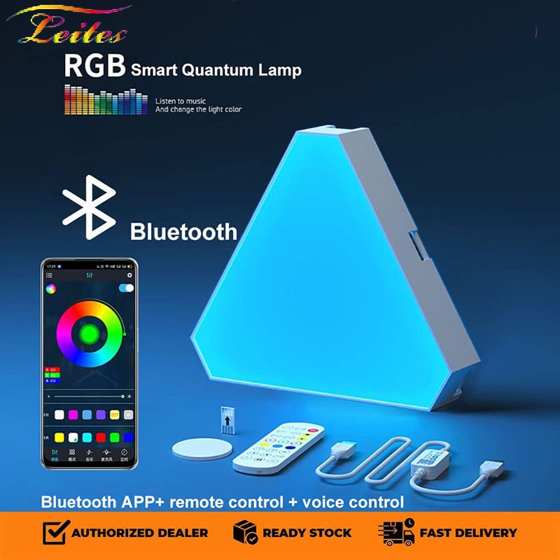 ไฟรังผึ้งสามเหลี่ยม Bluetooth RGB ไฟติดผนัง ไฟบรรยากาศอีสปอร์ต ตกแต่งห้อง ควบคุมด้วยรีโมทคอนโทรลและแอพ