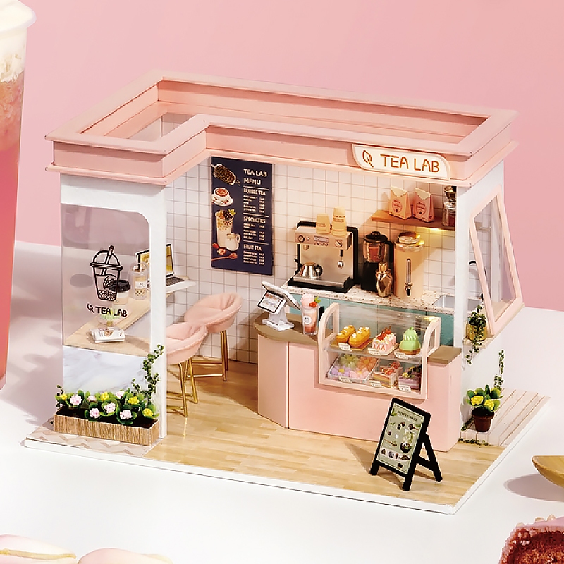 ไม้ Miniature บ้านตุ๊กตา Handmade 3D Puzzle Assembly Building ชุดตุ๊กตาบ้านหลังเล็กเฟอร์นิเจอร์ของเล่นสําหรับของขวัญเด็ก