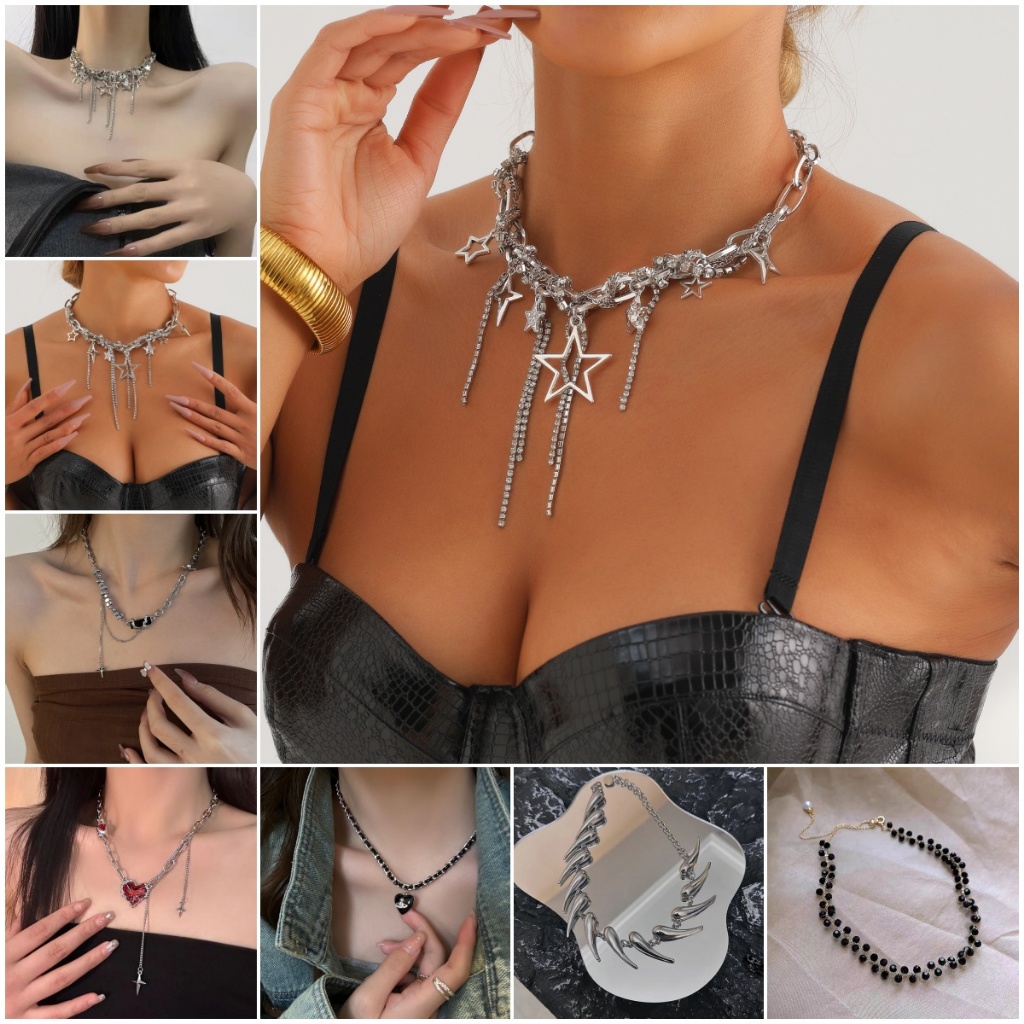 [highbuying] ใหม่ Punk สไตล์ Chain Star sel Choker สร้อยคอผู้หญิงเครื่องประดับ Party Collares สร้อยคอสต็อกใหม่
