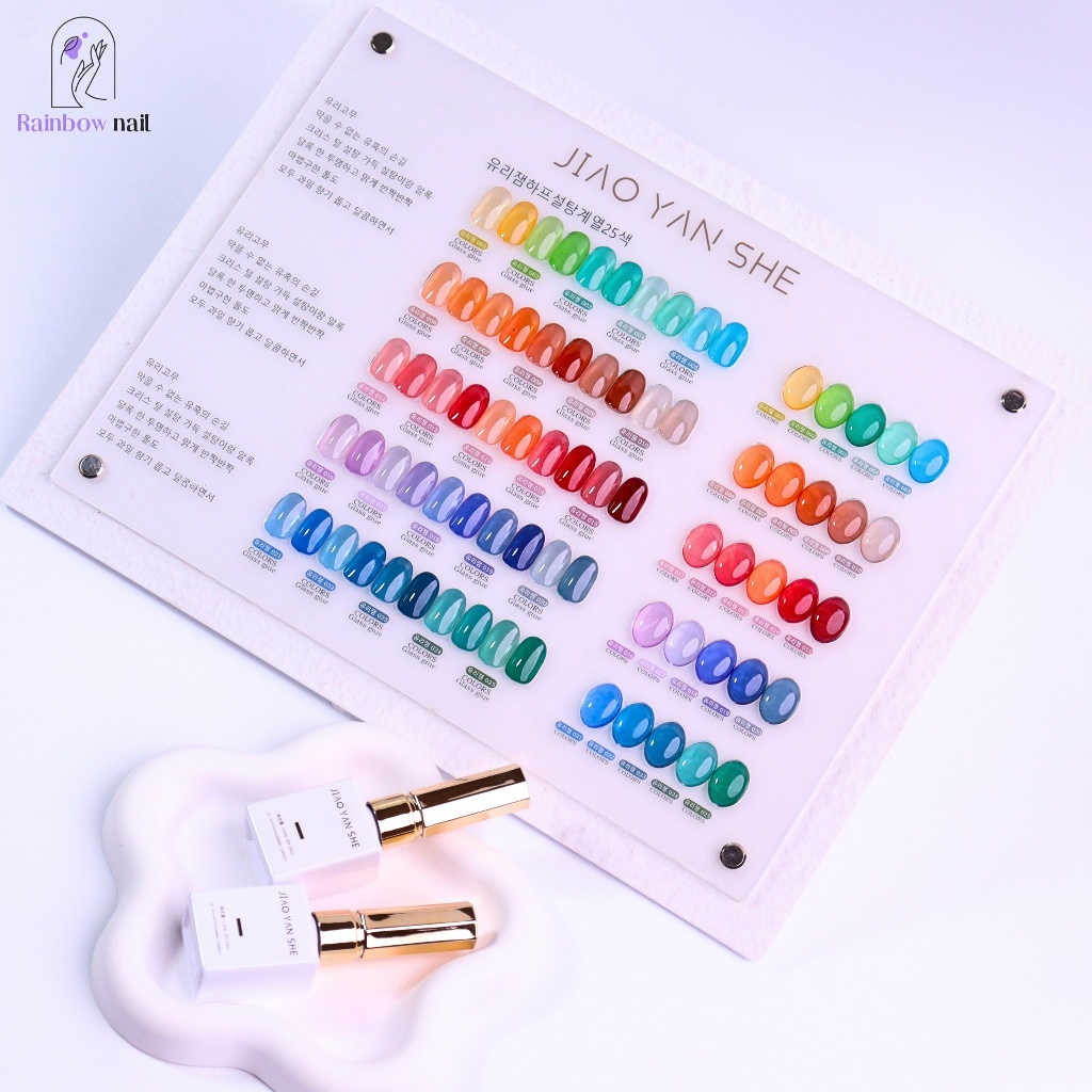 JYS ชุดยาทาเล็บ 25 สี สีเจลไซรัป สีลูกกวาด  (JIAO YAN SHE) การ์ดสีฟรี พร้อมส่ง