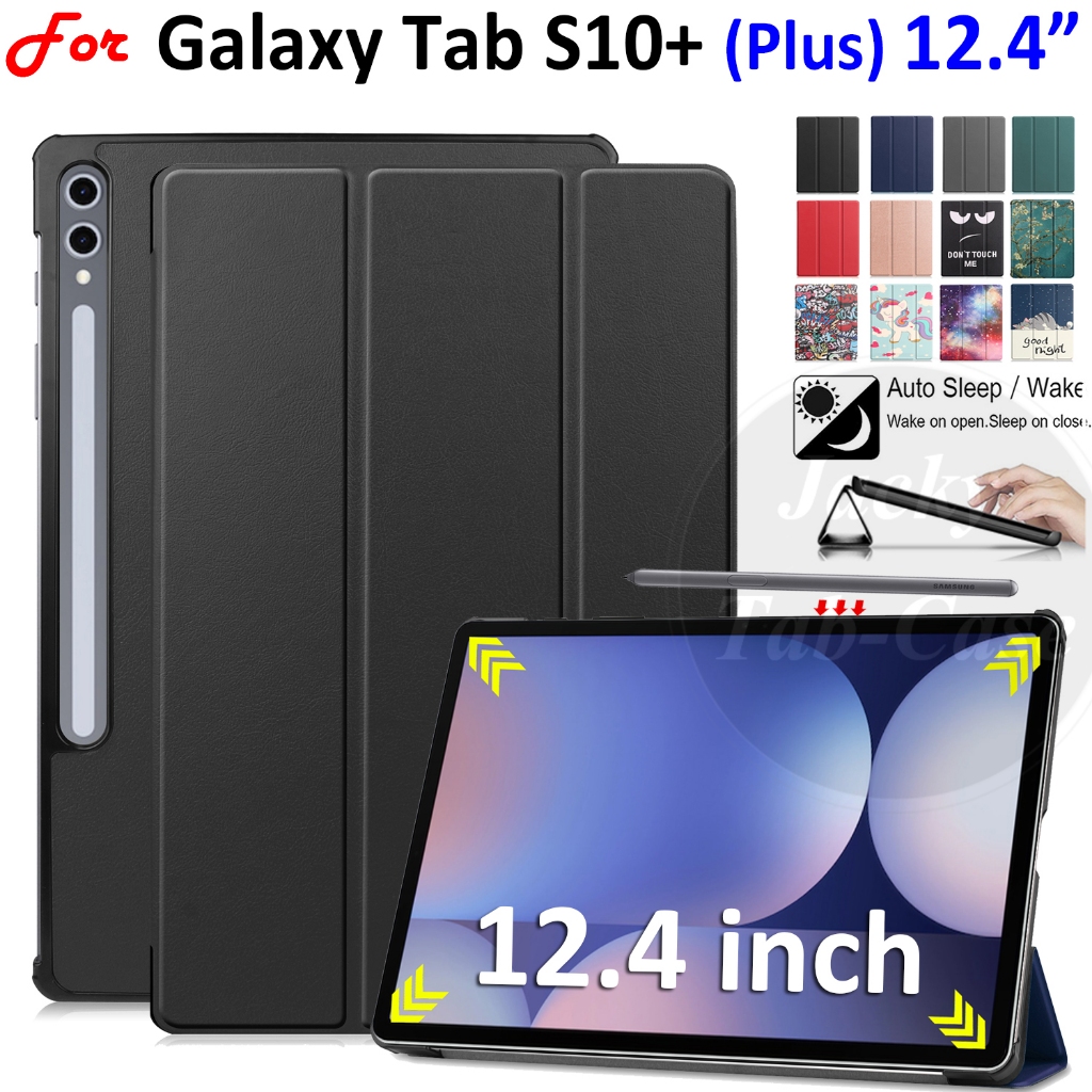 สําหรับ Samsung Galaxy Tab S10 + แท็บเล็ต 5G WiFi LTE 12.4 นิ้ว Tri-fold Stand ฝาครอบหนัง PU กรณีแม่