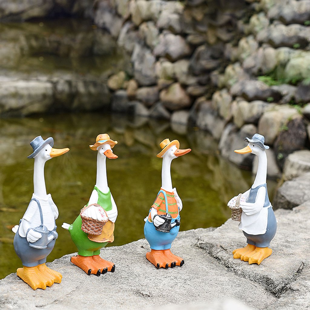 จัดส่งในพื้นที่Duck Sculpture Creative คู่เป็ดรูปปั้นสวนกลางแจ้ง Yard น่ารักตุ๊กตาสัตว์ตกแต่งกระถางดอกไม้ Accessorie