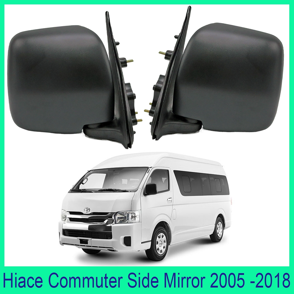 HiAce กระจกข้าง ทรงตั้ง กระจกมองข้างรถยนต์ โตโยต้า คอมมูเตอร์ ครอบกระจกมองข้าง  Toyota HIACE 2004-2018 COMMUTER สีดำ-พับแบบแมนนวล