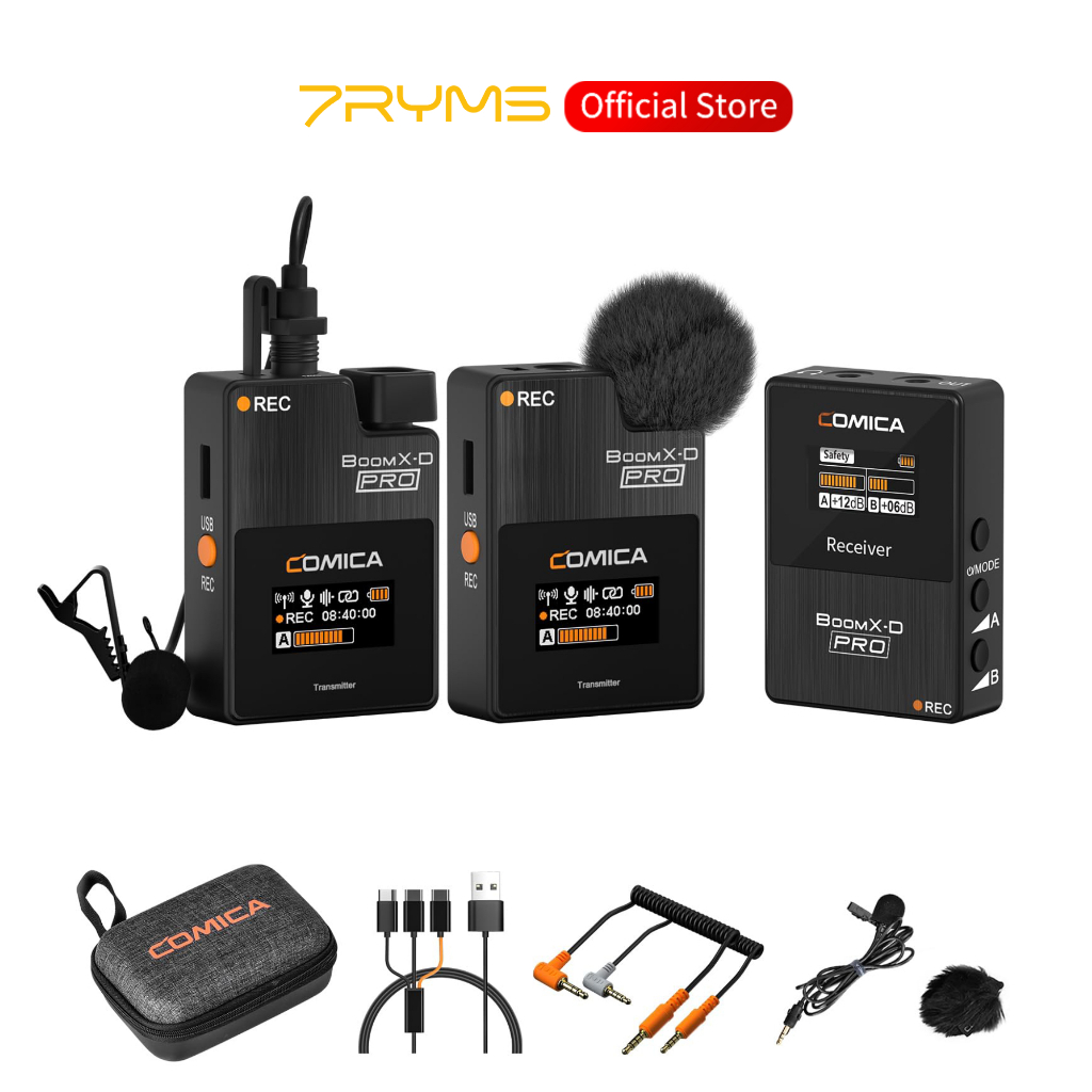 Comica BoomX-D PRO 2.4G ไมค์ปกไร้สาย | 8GB บันทึกออนบอร์ด Dual-channel สําหรับ Vlog/Live/Interview/การถ่ายภาพวิดีโอ