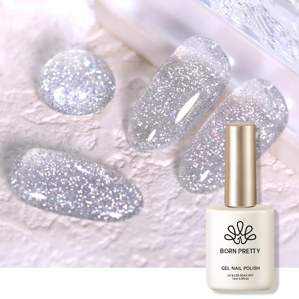 Born PRETTY 15ml สีเจลสะท้อนแสง Super Shiny Glitter Soak Off Jelly Pink Nude Nail Gel