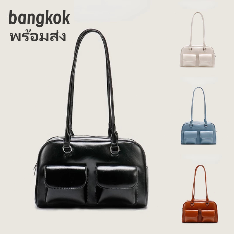 สไตล์เกาหลี กระเป๋าถือ จุของได้เยอะ กระเป๋าผู้หญิง Shoulder bag หนังเงาสวย กันน้ำได้