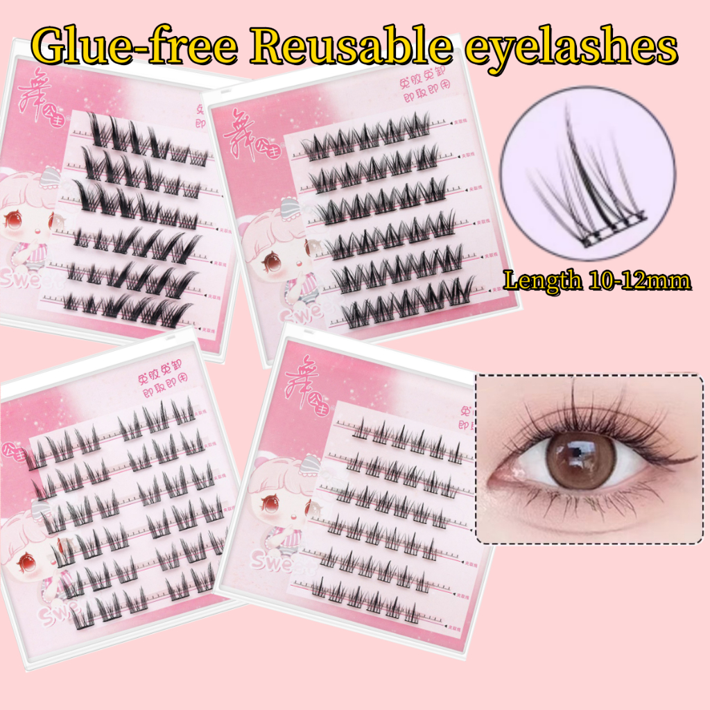 No Need Glue!Self Adhesive Eyelashes Lash Clusters กดบน Lashes Self Stick Cluster Lashes Pre Glued Eyelash Clusters ไม่มีกาวไม่มี Remover ต้องการใช้งานง่ายบันทึกเวลา