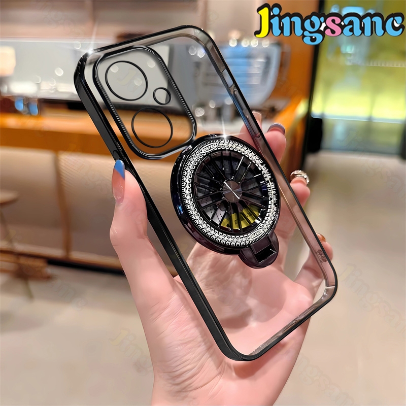 สําหรับ OnePlus Nord CE 3 Lite 5G เคสโทรศัพท์กันกระแทกเคสใสปลอกนุ่มหมุน Gyroscope Phoneholder วงเล็บ