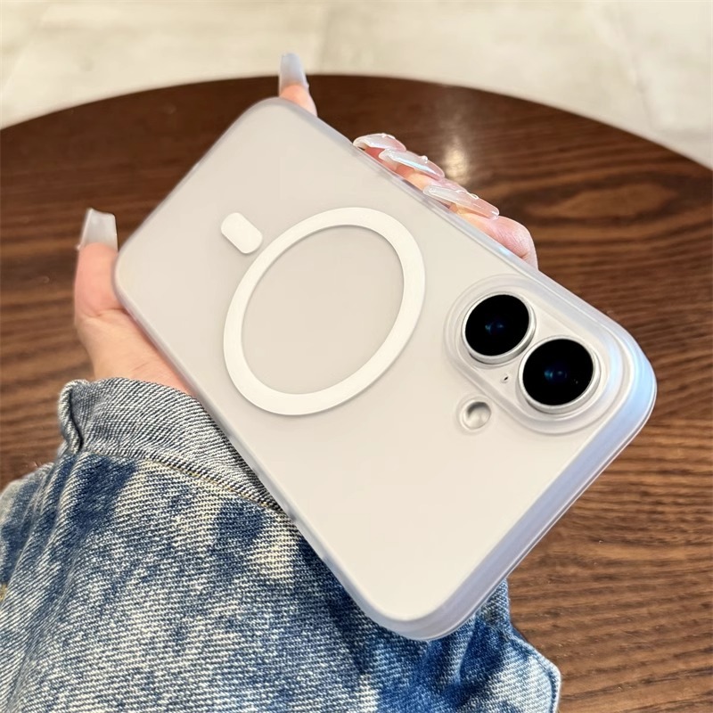 Luxury Ultra Skin feel Thin Matteโปร่งใสFrosted Hardป้องกันสําหรับกรณีแม่เหล็กสําหรับiPhone 16 Pro Max 11 12 13 14 15 Pro Max Plus Cover