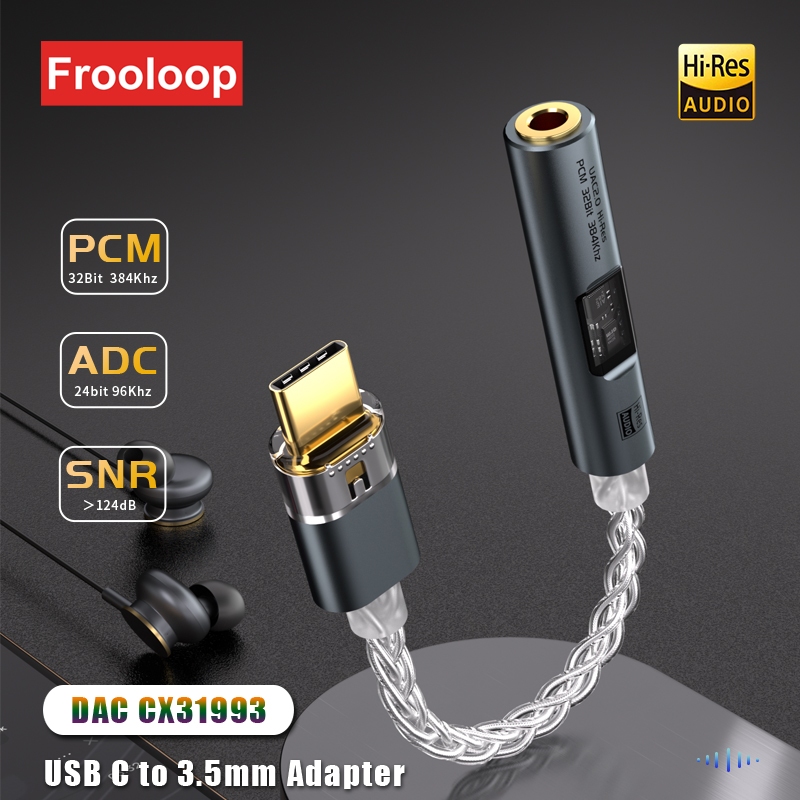 Usb ประเภท C ถึง 3.5 มม.แจ็คอะแดปเตอร์หูฟัง Amp HiFi DAC Type-C เสียง AUX Converter ถอดรหัส CX3193 MAX97220 PCM 32Bit 384KHz