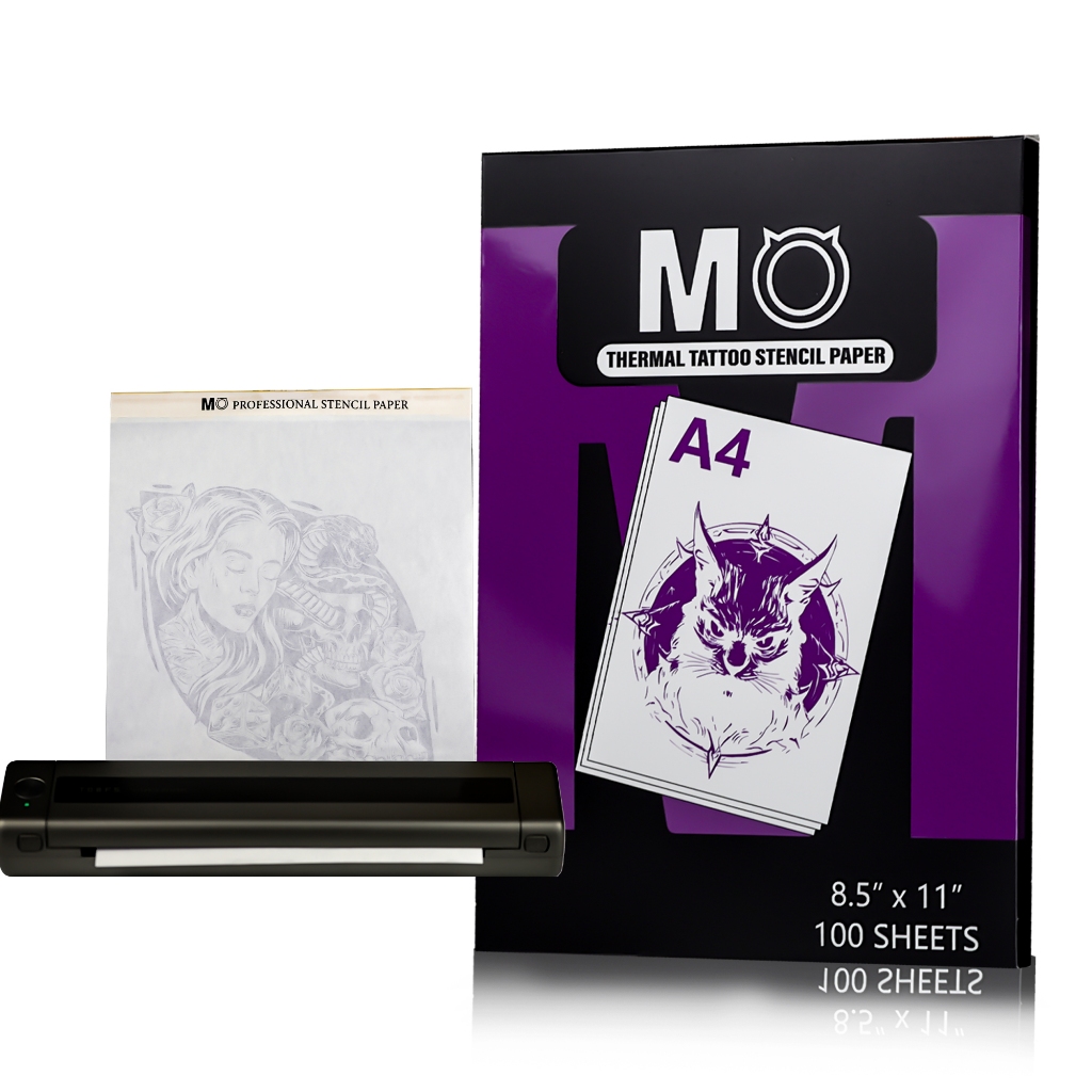 100 แผ่น MO Tattoo กระดาษลอกลาย a4 กระดาษร้อน MO TATTOO STENCIL PAPER ใช้กับเครื่องลอกลาย รอยสัก ปริ้นเตอร์ - Molong Tattoo Supply