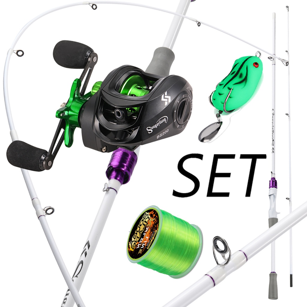 Sougayilang Casting Fishing Rod คาร์บอนไฟเบอร์ 10LB 2 ส่วน 1.8M และ Baitcasting Reel 7.2:1 อัตราทดเกียร์ลากสูงสุด 8Kg